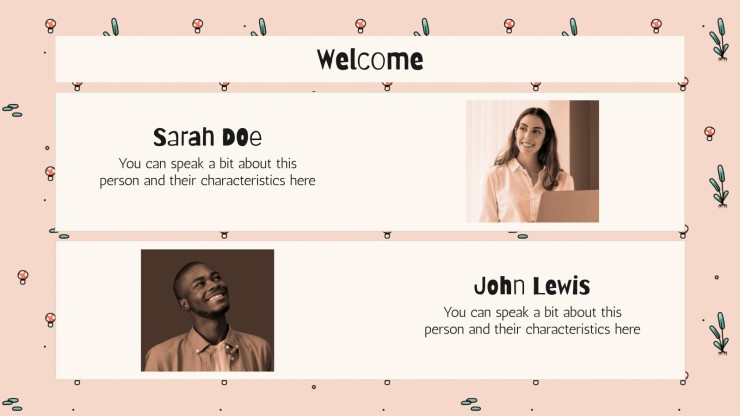 Cute Mushrooms Newsletter presentation template 