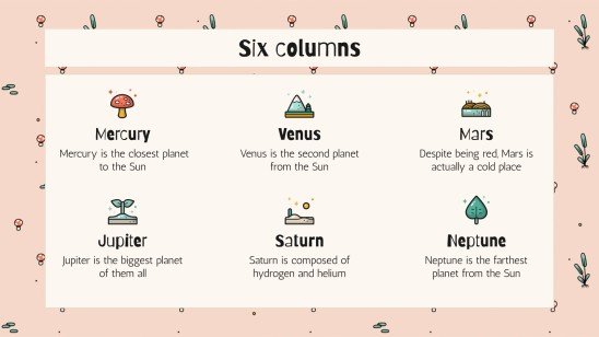 Cute Mushrooms Newsletter presentation template 