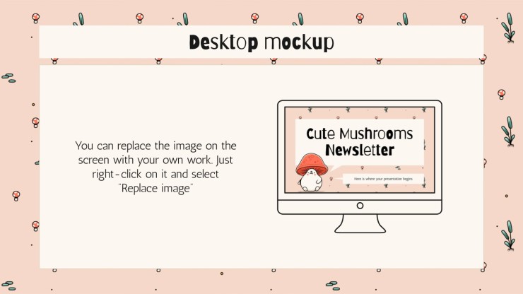 Cute Mushrooms Newsletter presentation template 