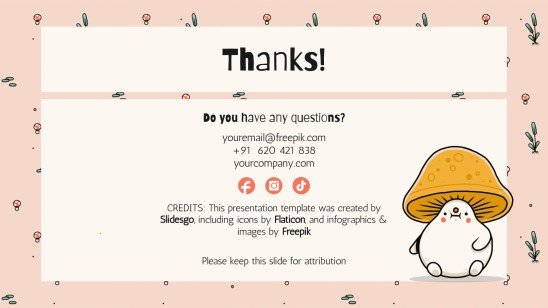 Cute Mushrooms Newsletter presentation template 