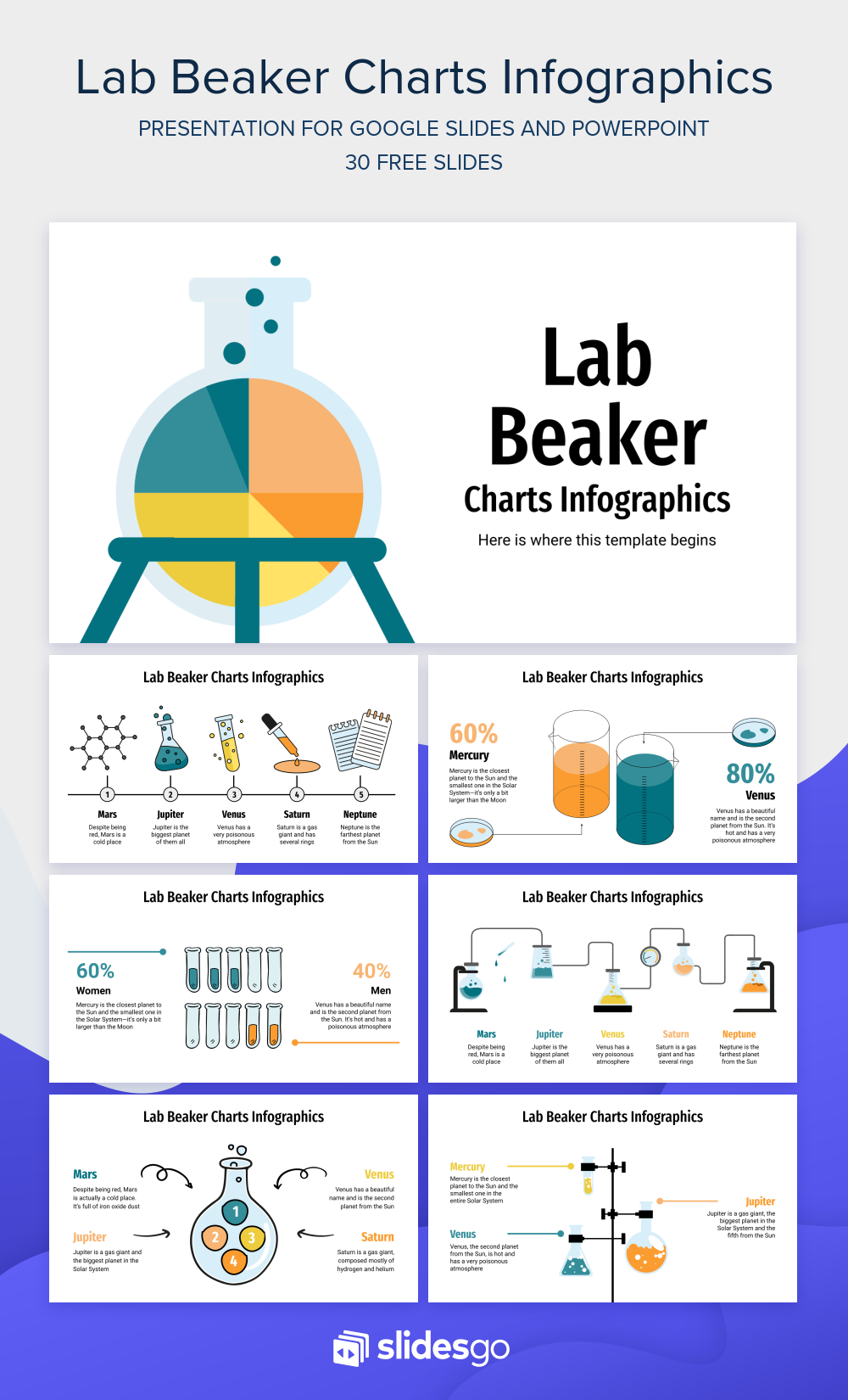Lab Beaker Charts Infographics for Google Slides and PowerPoint