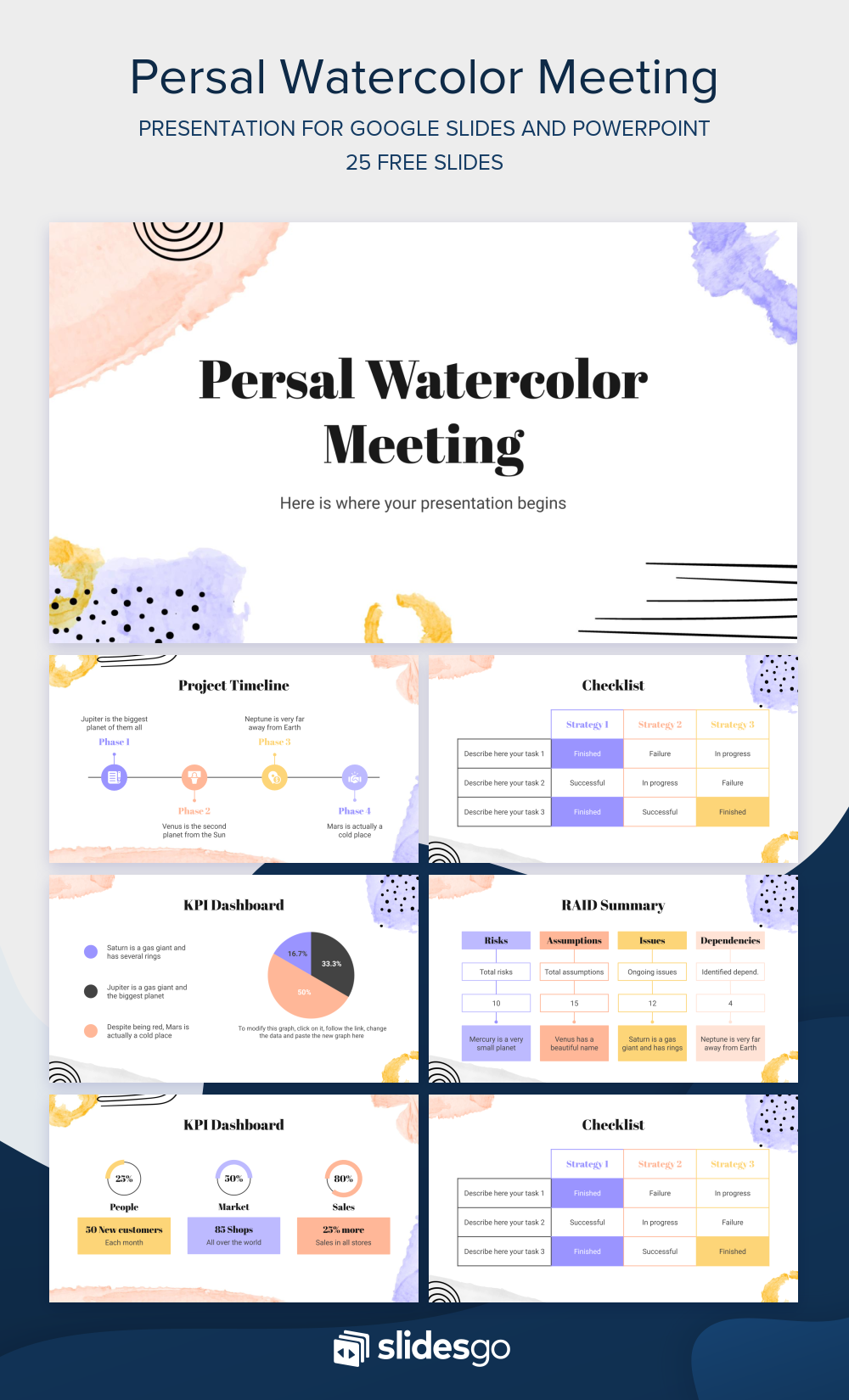 Persal Watercolor Meeting Google Slides & PPT template