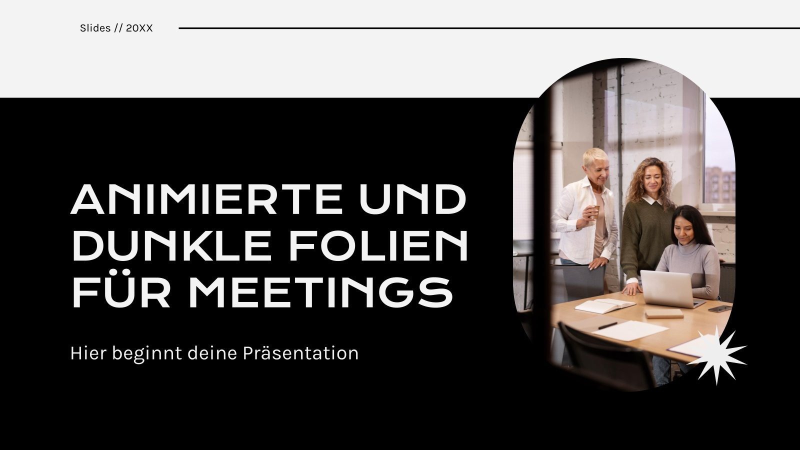 Animierte & dunkle Folien für Meetings Präsentationsvorlage