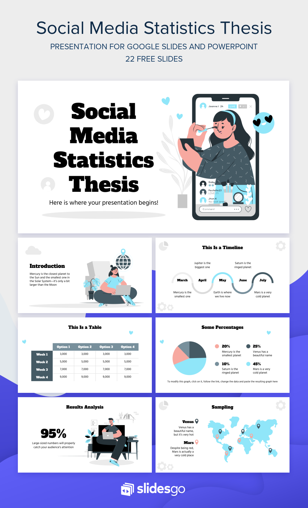 Social Media Statistics Google Slides & PowerPoint template