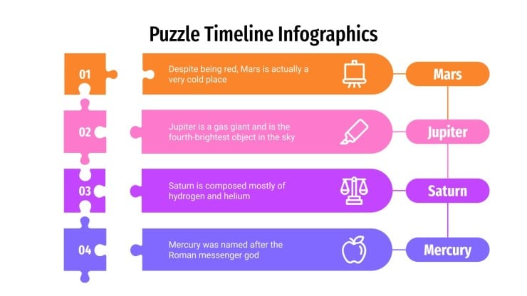 Plantilla de presentación Infografías de timelines con piezas de puzle