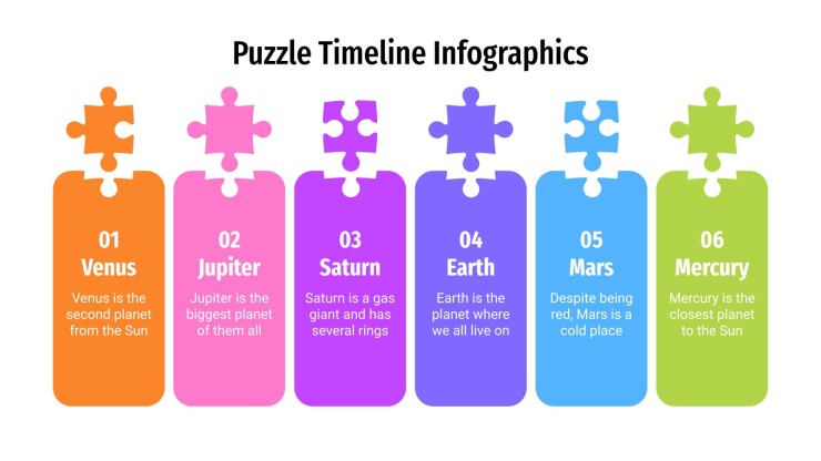 Puzzle Timeline Infographics presentation template 