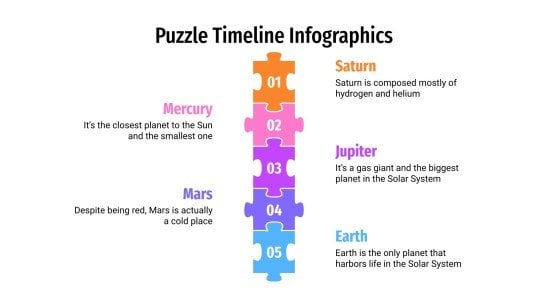 Puzzle Timeline Infographics presentation template 