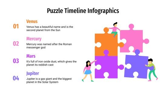 Puzzle Timeline Infographics presentation template 