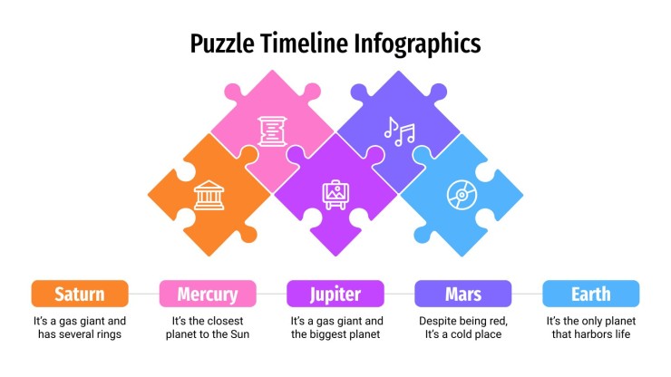 Plantilla de presentación Infografías de timelines con piezas de puzle