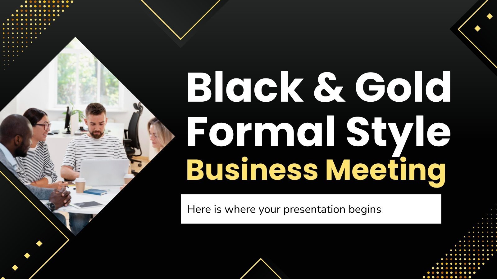 Schwarz-goldenes Business Meeting im formellen Stil Präsentationsvorlage