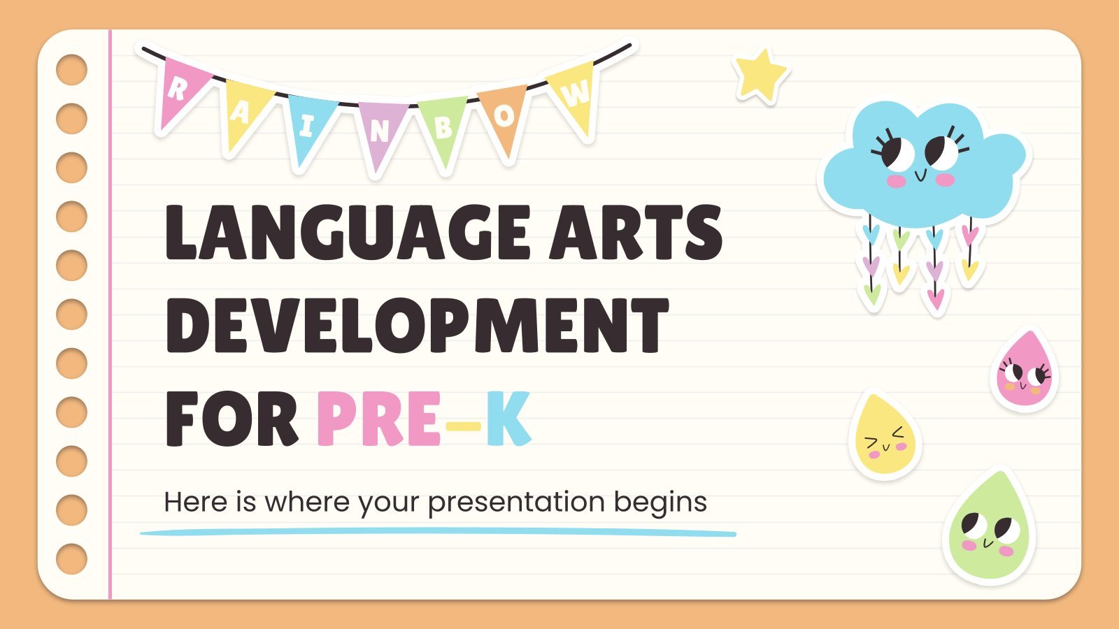 Language Arts Development for Pre-K presentation template 