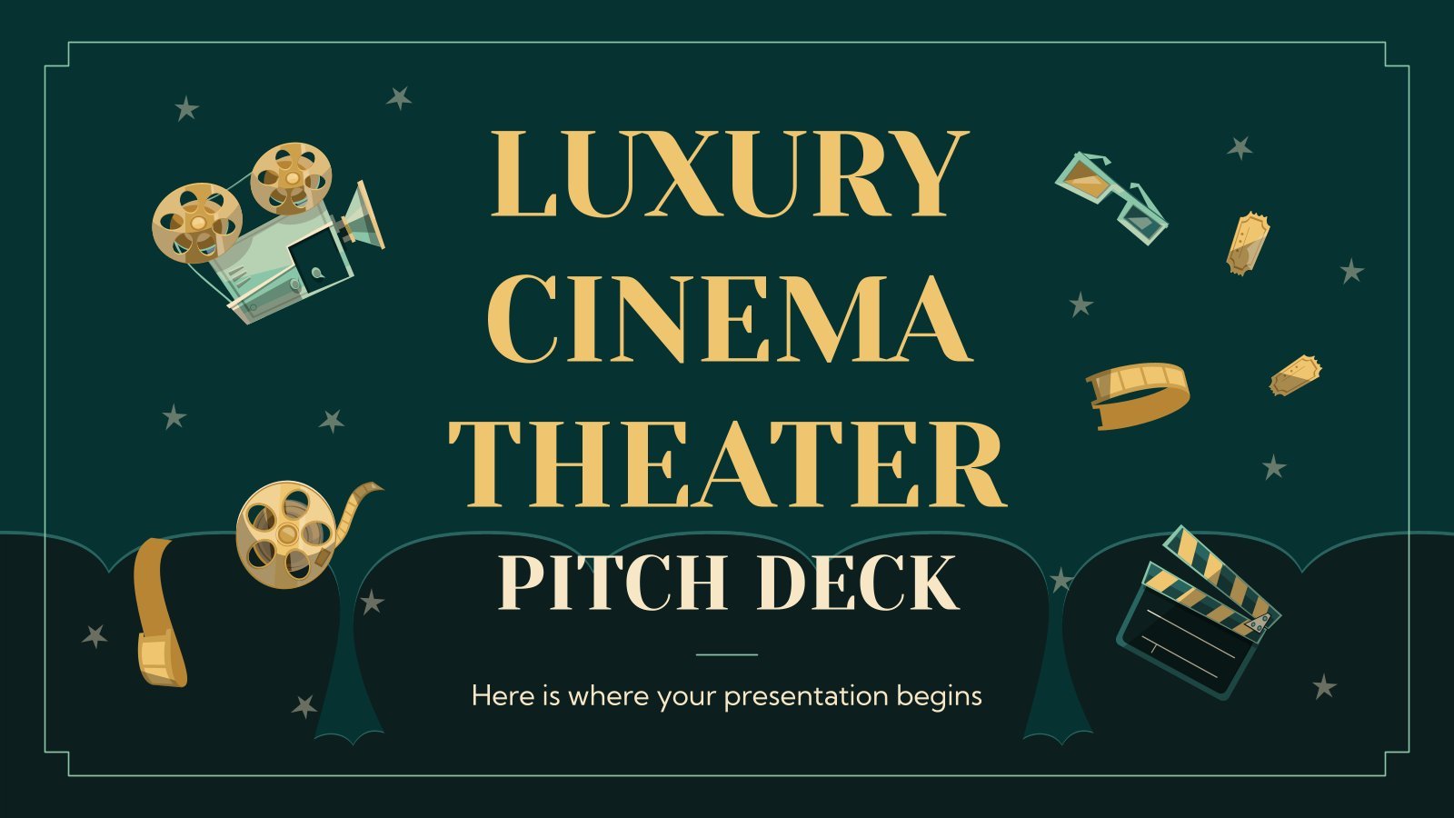 Luxury Cinema Theater Pitch Deck presentation template 