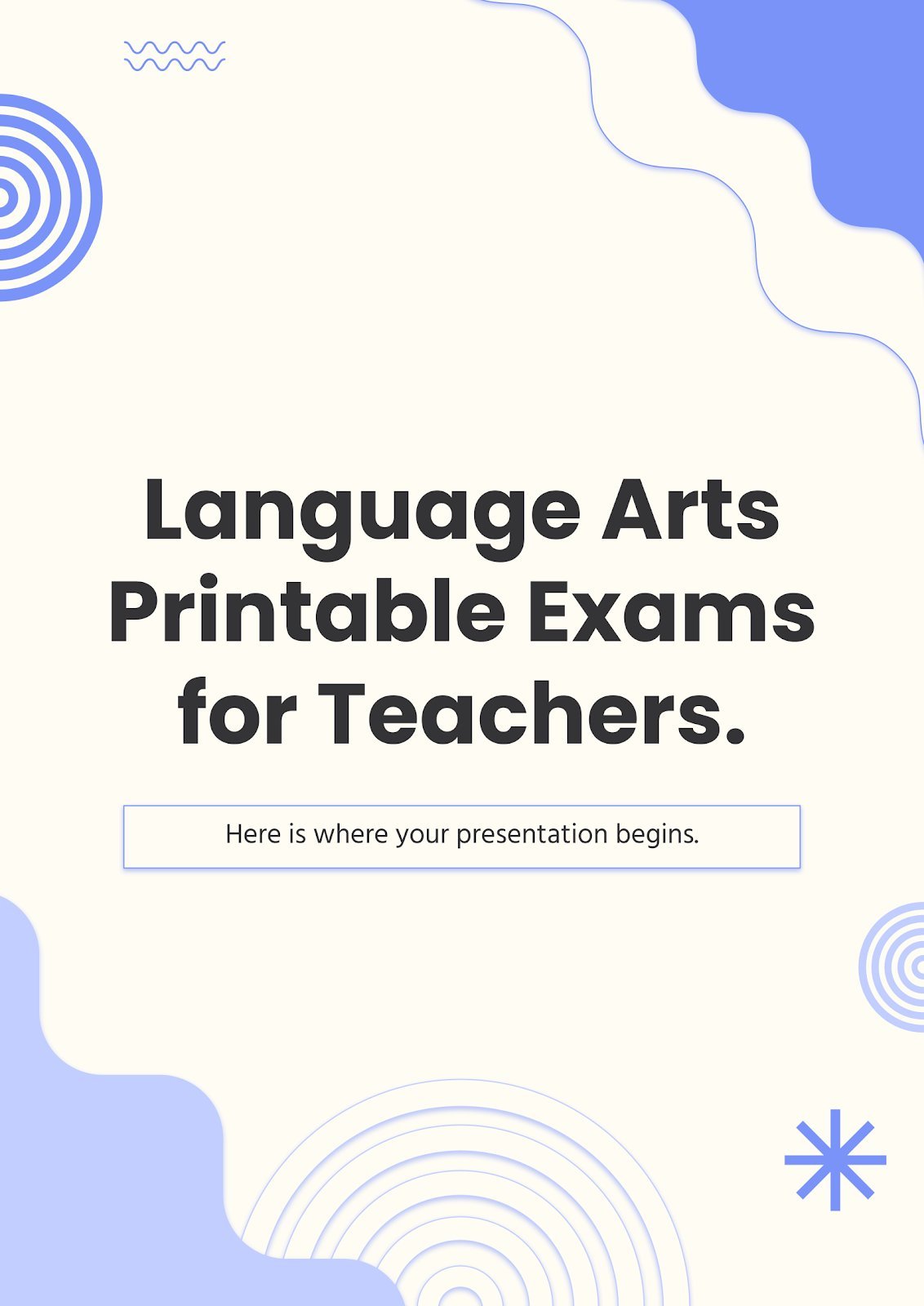 Language Arts Printable Exams for Teachers presentation template 