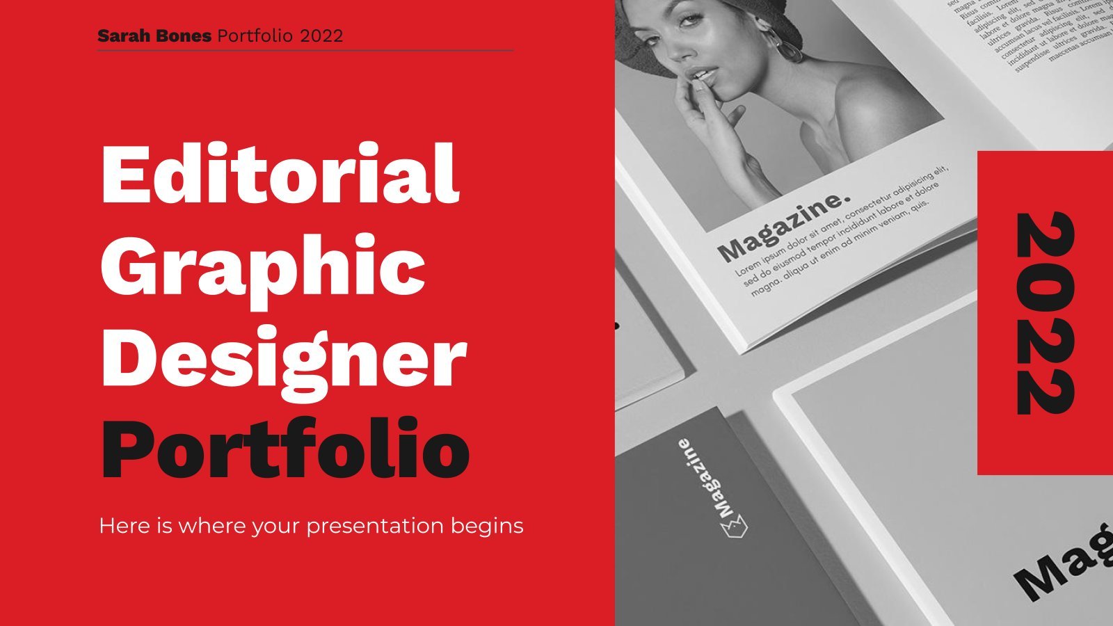 Editorial Graphic Designer Portfolio presentation template 