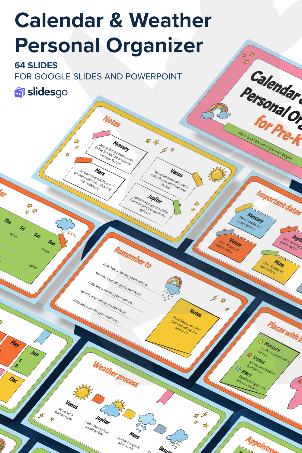Calendar & Weather Organizer for Pre-K | Google Slides