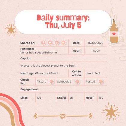 Modelo de apresentação Planejador fofo de mídias sociais para marcas