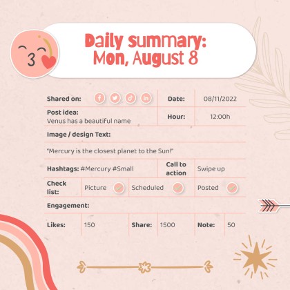 Modelo de apresentação Planejador fofo de mídias sociais para marcas