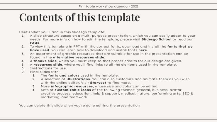 Workshop Agenda zum Ausdrucken Präsentationsvorlage