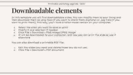 Workshop Agenda zum Ausdrucken Präsentationsvorlage