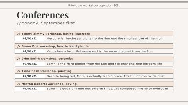 Workshop Agenda zum Ausdrucken Präsentationsvorlage