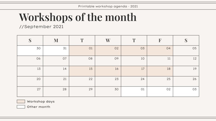 Workshop Agenda zum Ausdrucken Präsentationsvorlage