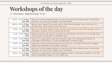 Workshop Agenda zum Ausdrucken Präsentationsvorlage