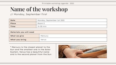 Workshop Agenda zum Ausdrucken Präsentationsvorlage