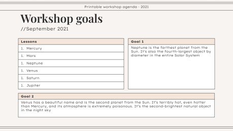 Workshop Agenda zum Ausdrucken Präsentationsvorlage