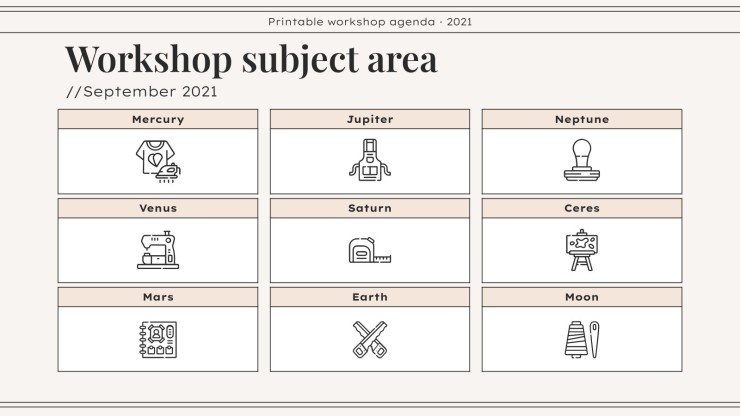 Workshop Agenda zum Ausdrucken Präsentationsvorlage