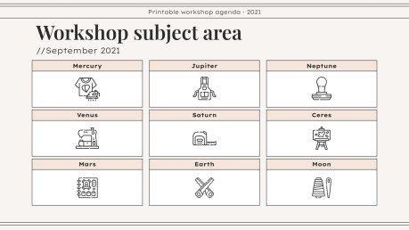 Workshop Agenda zum Ausdrucken Präsentationsvorlage