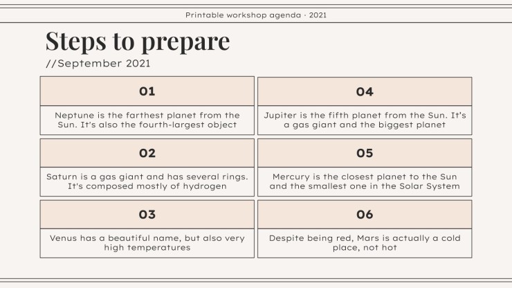 Workshop Agenda zum Ausdrucken Präsentationsvorlage