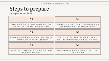 Workshop Agenda zum Ausdrucken Präsentationsvorlage
