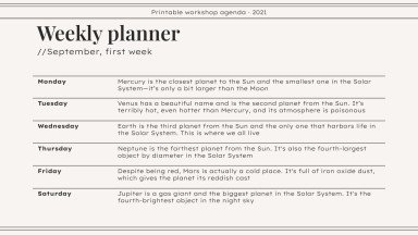 Workshop Agenda zum Ausdrucken Präsentationsvorlage