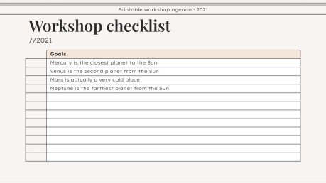 Workshop Agenda zum Ausdrucken Präsentationsvorlage