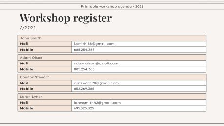 Workshop Agenda zum Ausdrucken Präsentationsvorlage