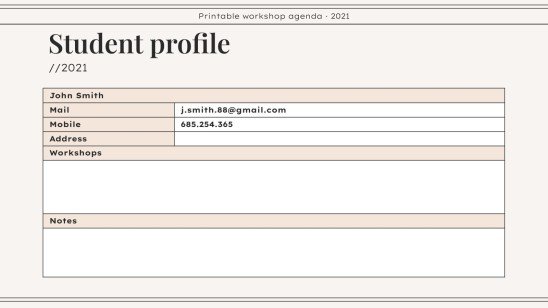 Workshop Agenda zum Ausdrucken Präsentationsvorlage