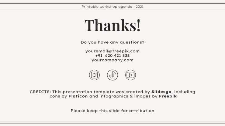 Workshop Agenda zum Ausdrucken Präsentationsvorlage