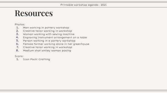 Workshop Agenda zum Ausdrucken Präsentationsvorlage