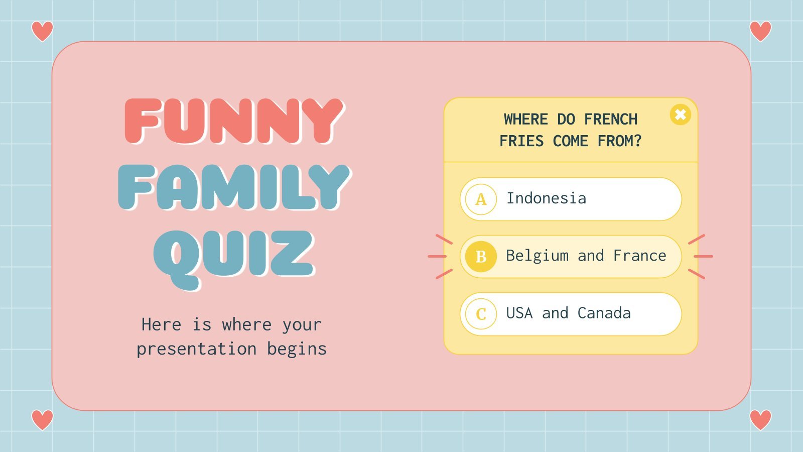 Funny Family Quiz presentation template 