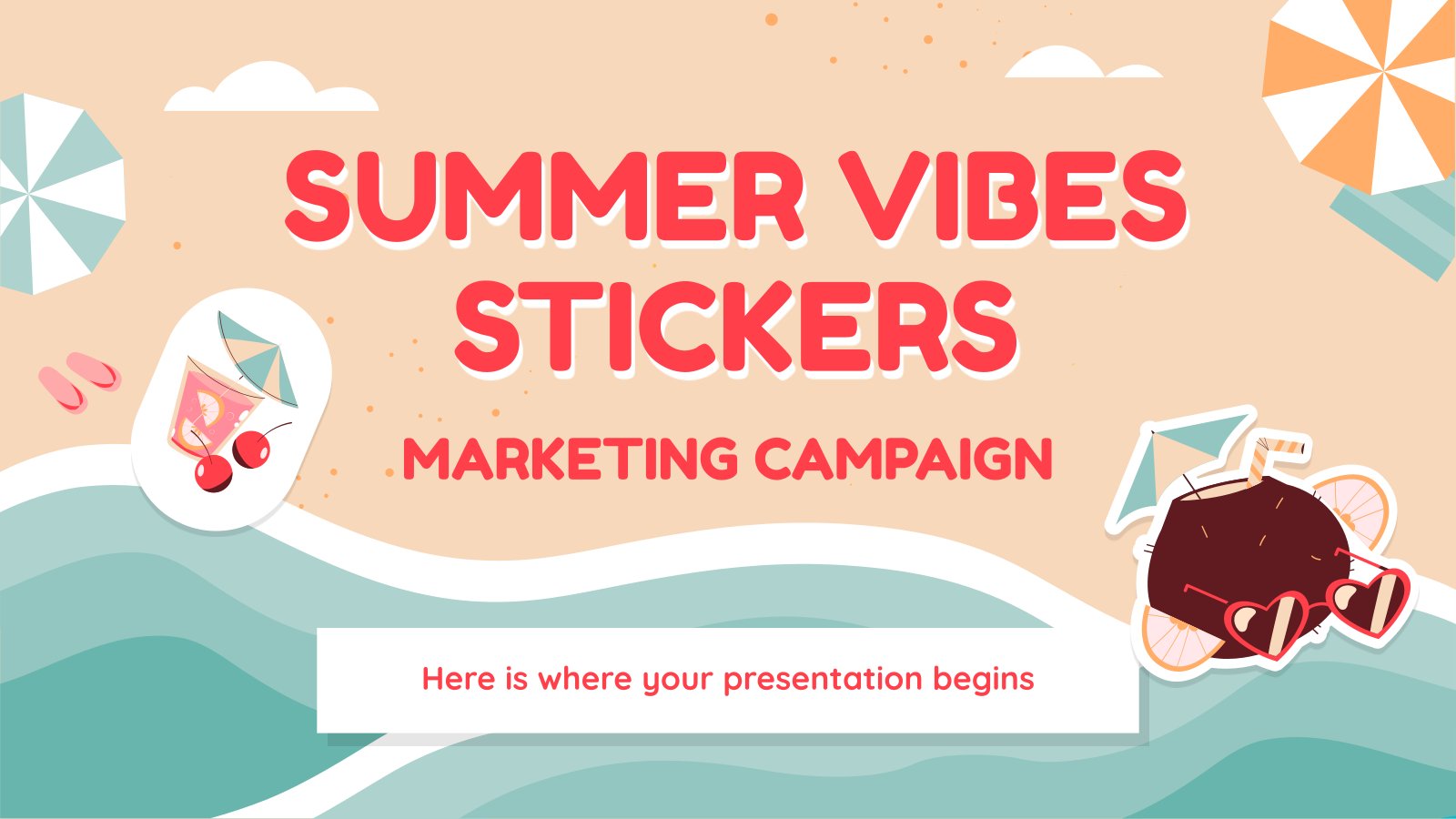 Sommer Vibes Stikers MK Kampagne Präsentationsvorlage