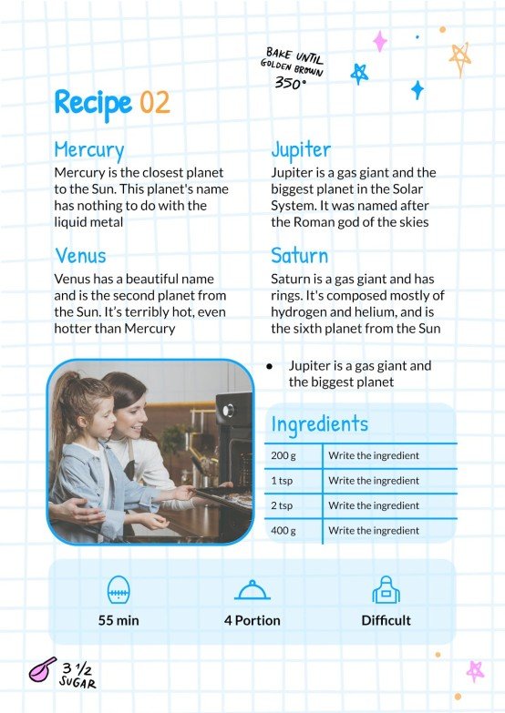 Printable Cookbook for Kids | Google Slides &amp; PPT
