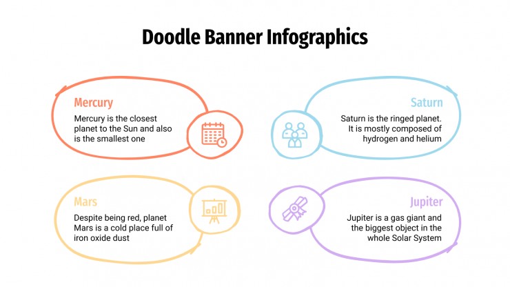 Plantilla de presentación Infografías de banners con doodles