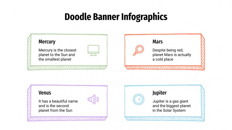 Plantilla de presentación Infografías de banners con doodles