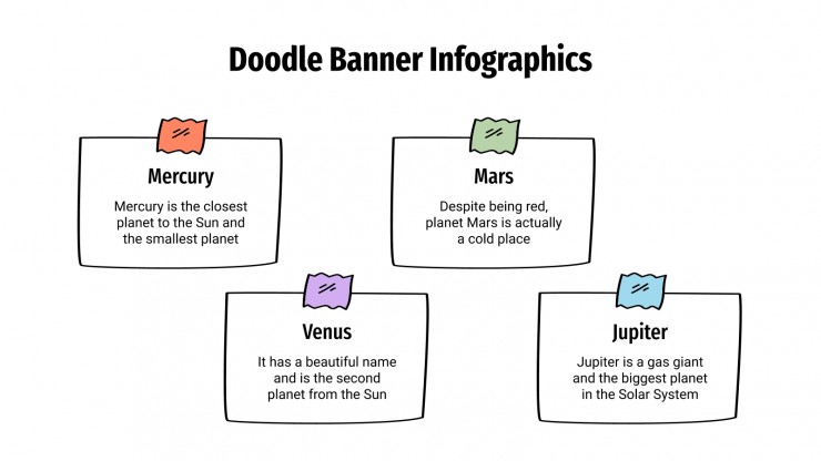 Plantilla de presentación Infografías de banners con doodles