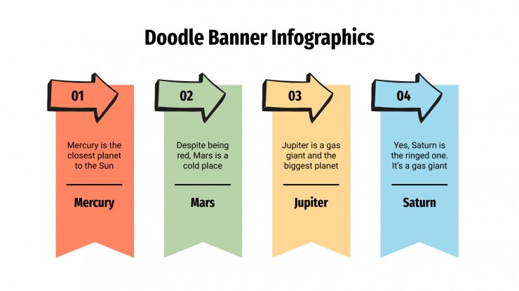 Plantilla de presentación Infografías de banners con doodles