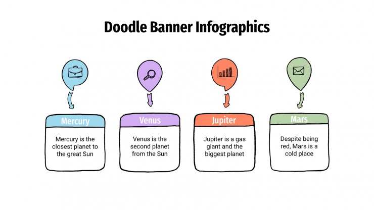 Plantilla de presentación Infografías de banners con doodles