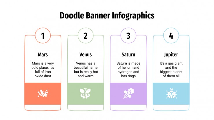 Plantilla de presentación Infografías de banners con doodles