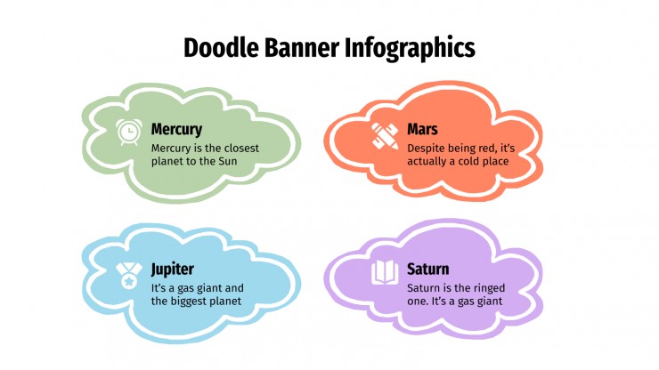 Plantilla de presentación Infografías de banners con doodles