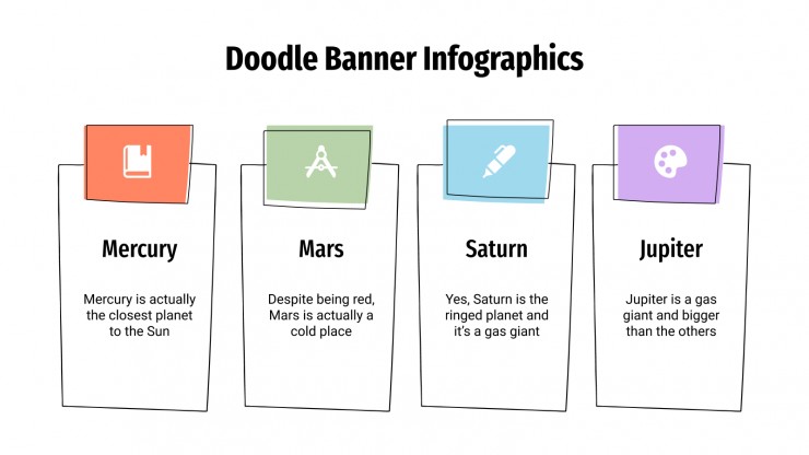 Plantilla de presentación Infografías de banners con doodles