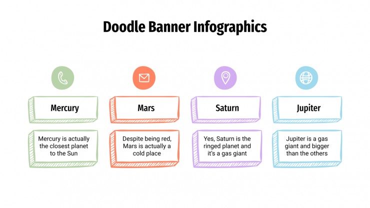 Plantilla de presentación Infografías de banners con doodles